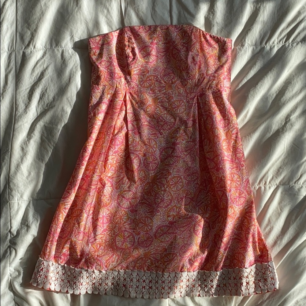LILLY PULITZER STRAPLESS DRESS EUC